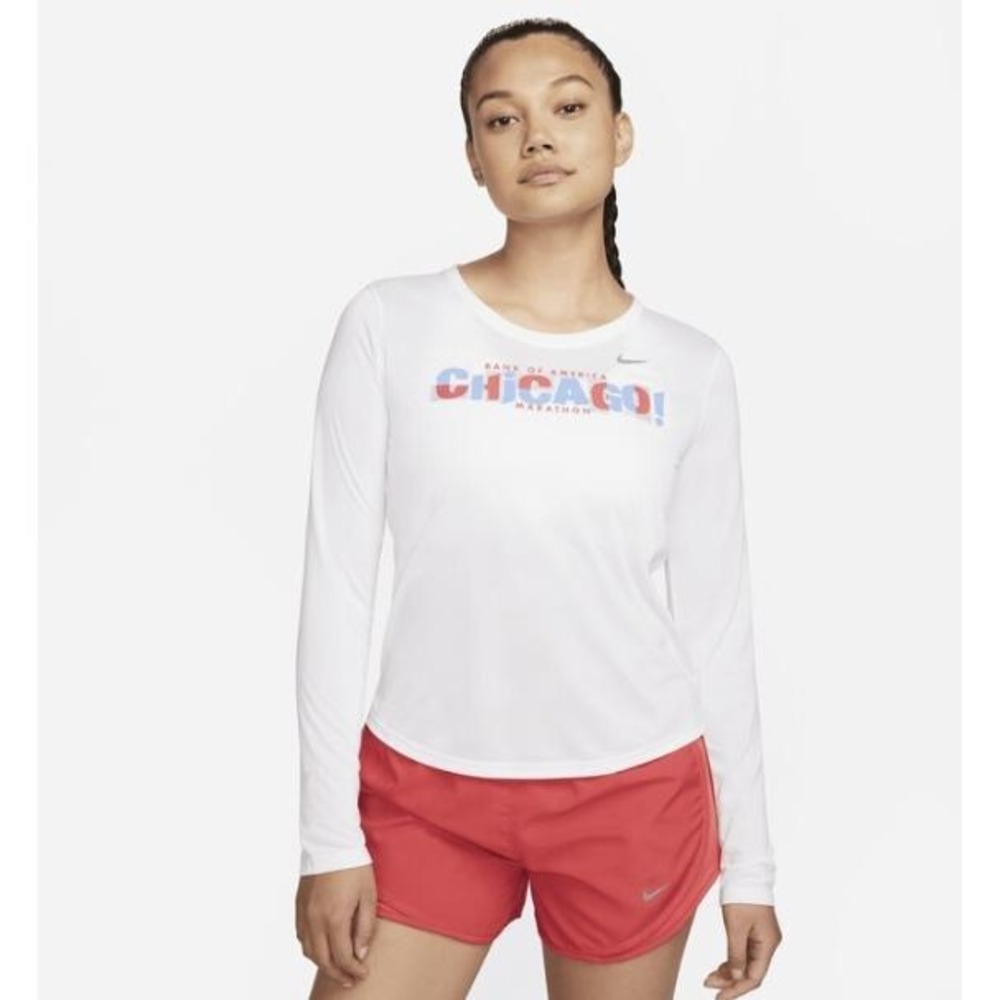 Nike Running Dri-FIT Women's 2023 Chicago Marathon White Large Long Sleeve Shirt